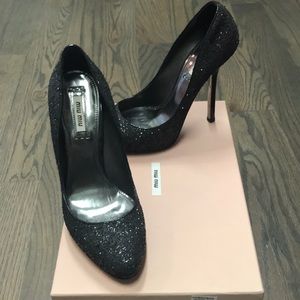 Miu Miu Glitter black pumps size 37
